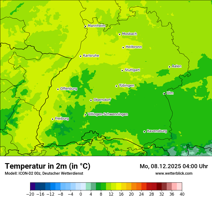 Modellkarten Temperatur