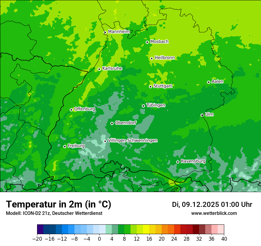 Modellkarten Temperatur
