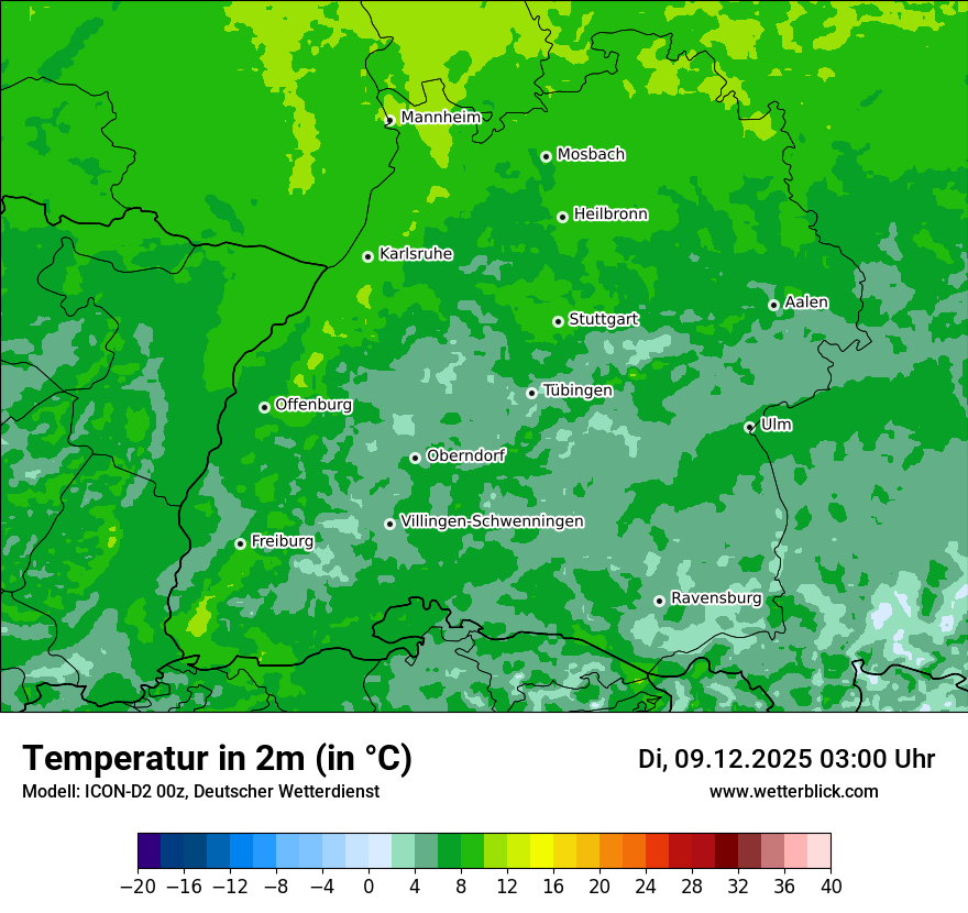 Modellkarten Temperatur