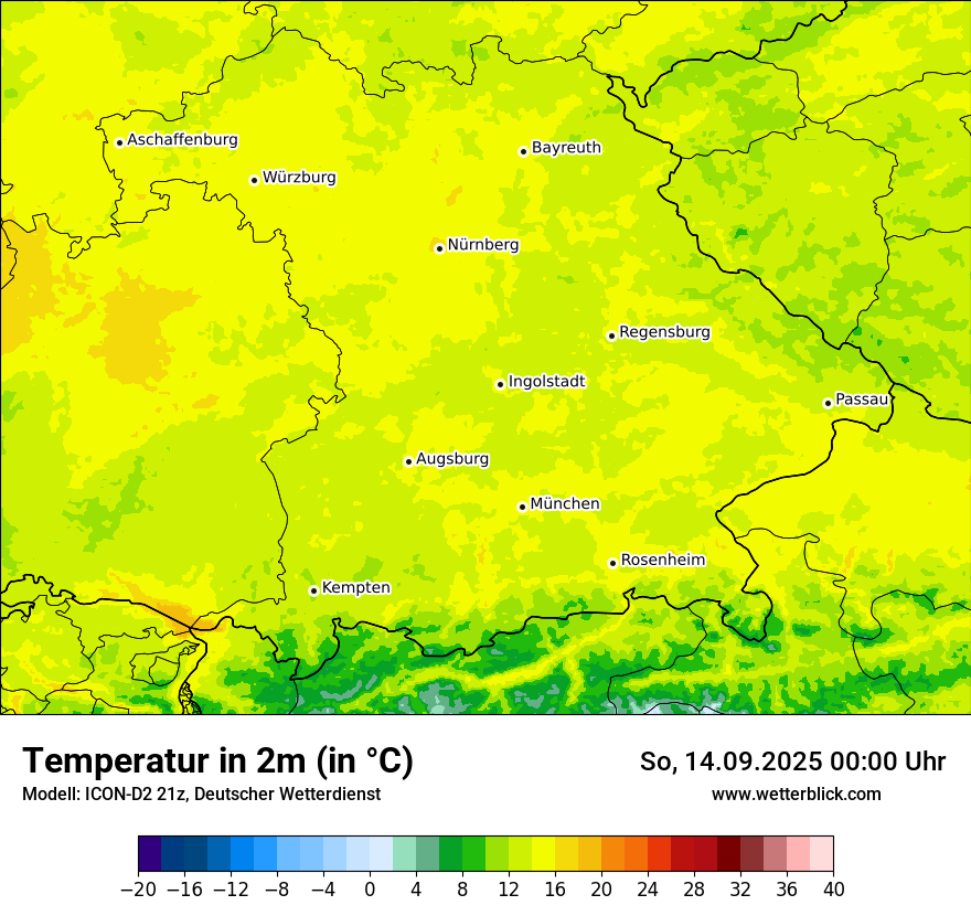Modellkarten Temperatur