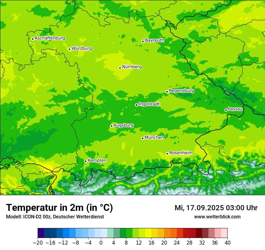 Modellkarten Temperatur