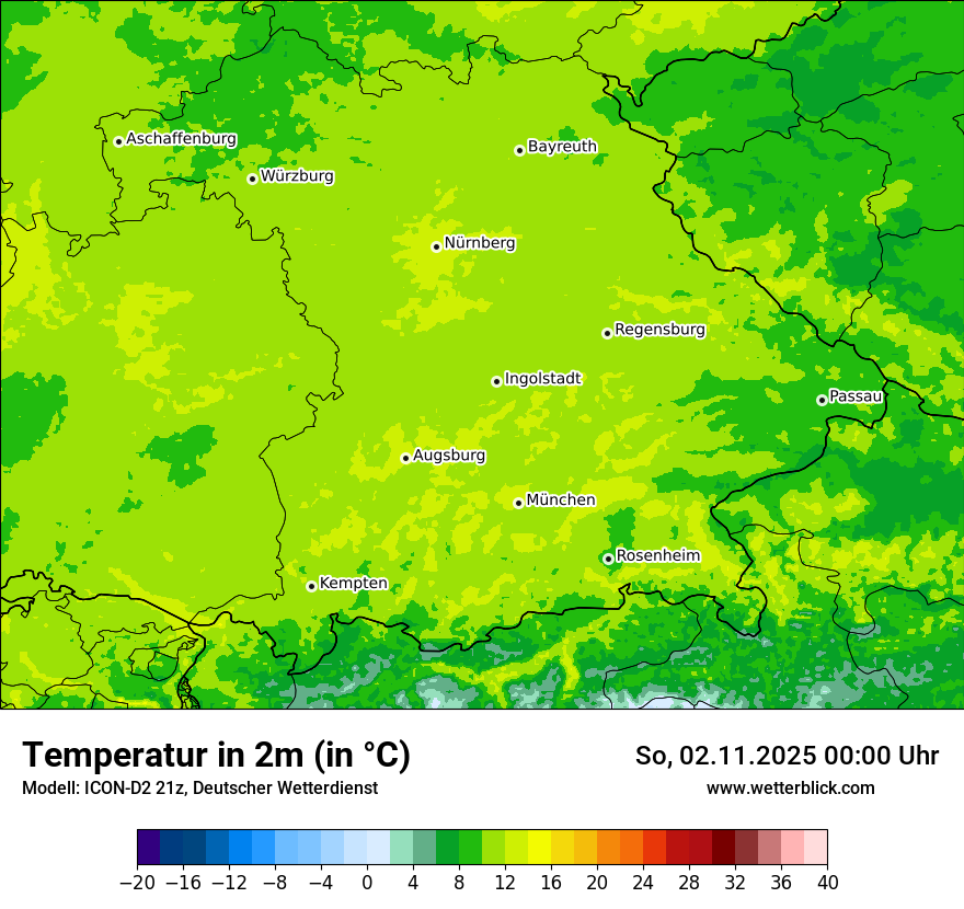 Modellkarten Temperatur