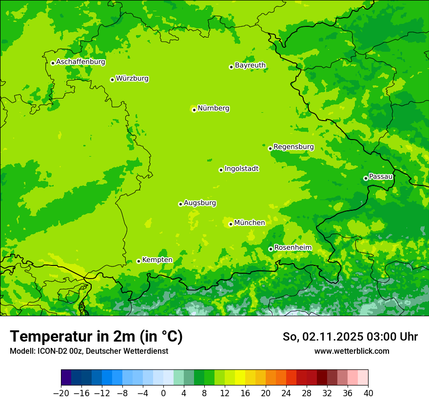 Modellkarten Temperatur