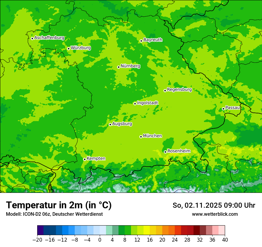 Modellkarten Temperatur