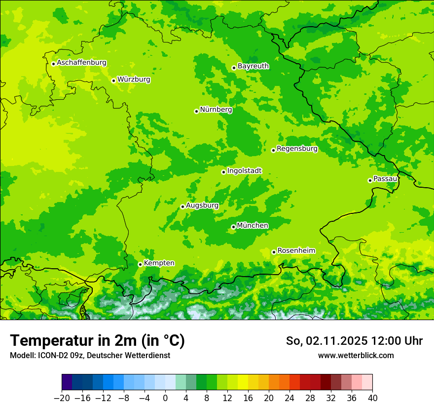 Modellkarten Temperatur