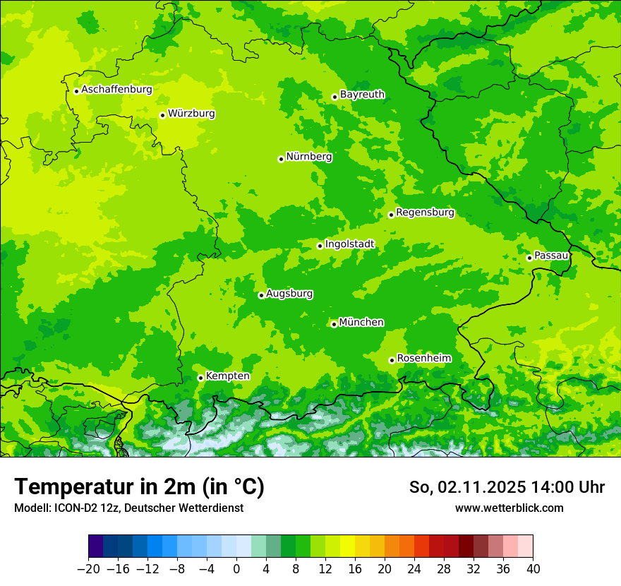 Modellkarten Temperatur