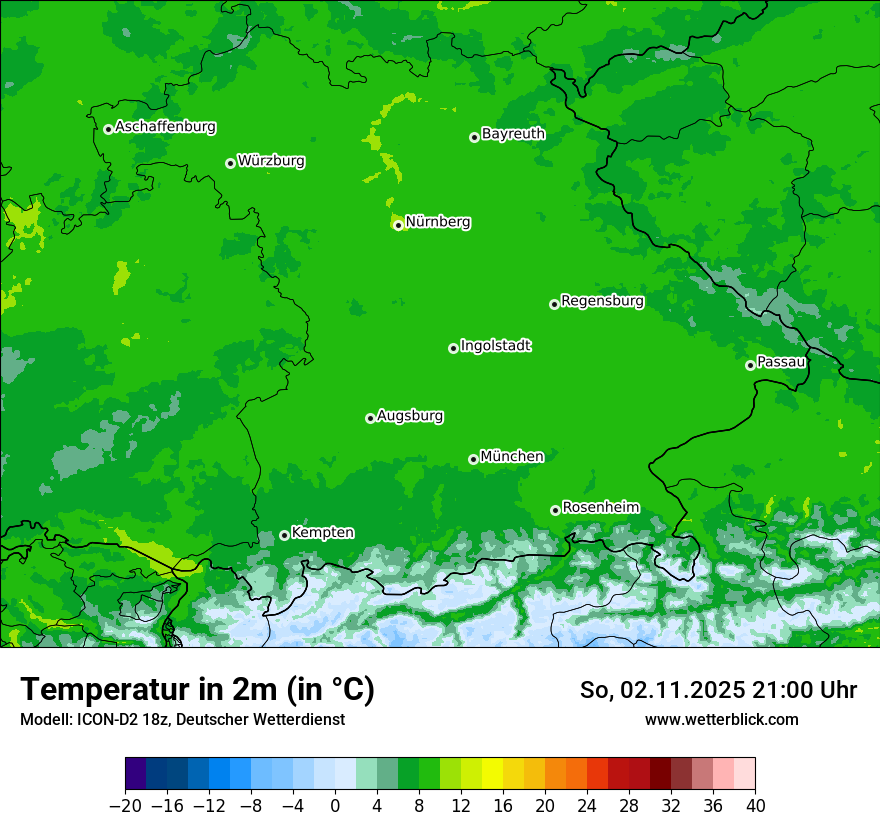 Modellkarten Temperatur
