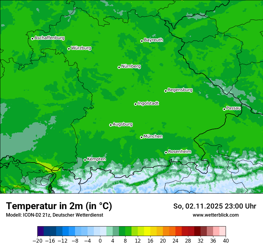 Modellkarten Temperatur