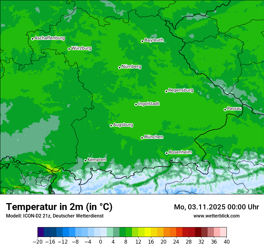 Modellkarten Temperatur