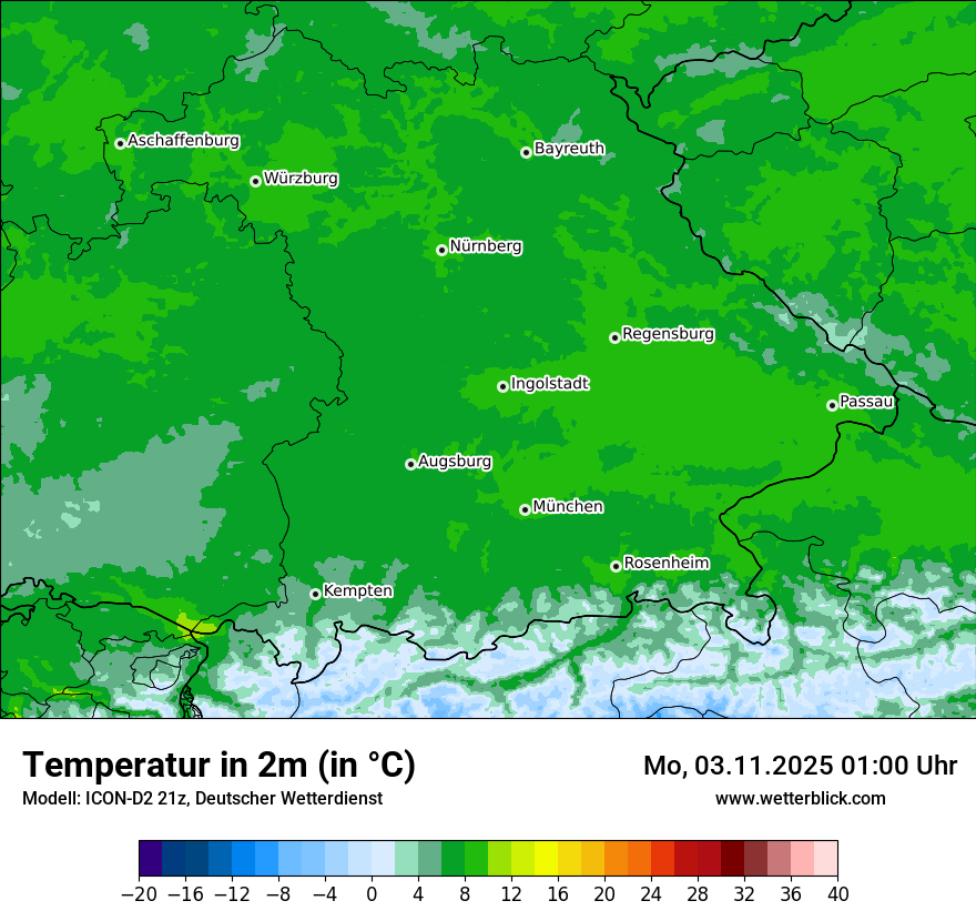 Modellkarten Temperatur