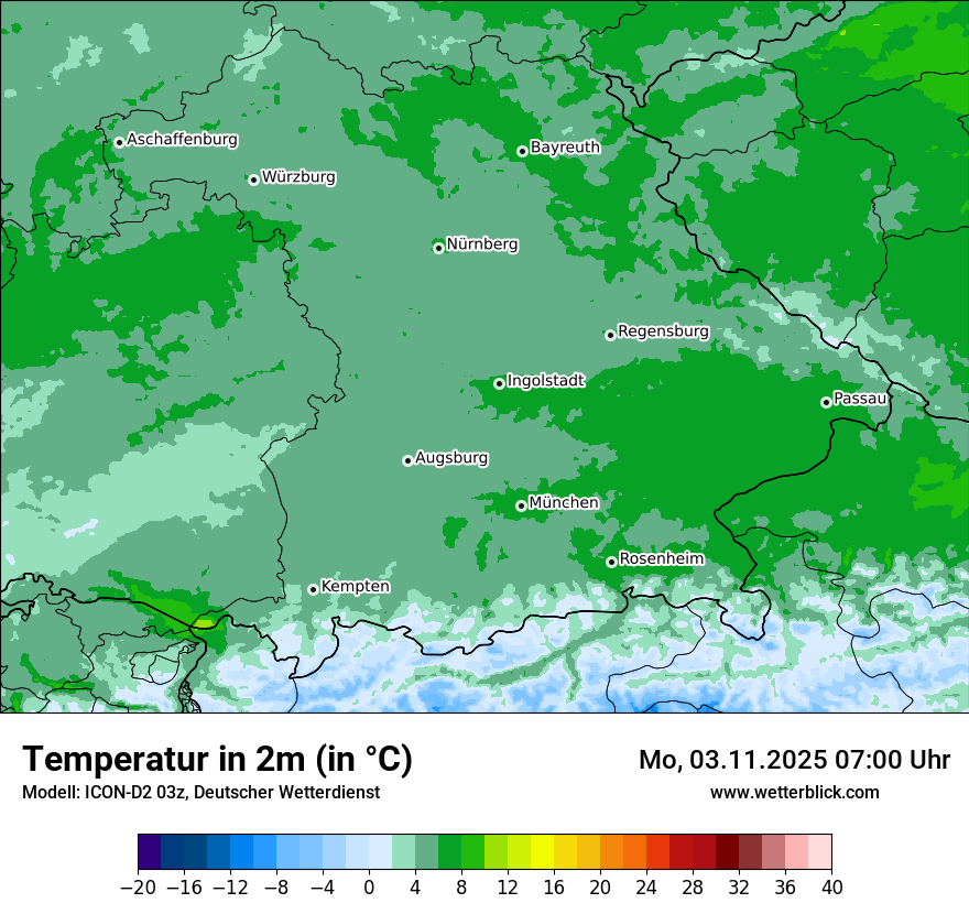 Modellkarten Temperatur