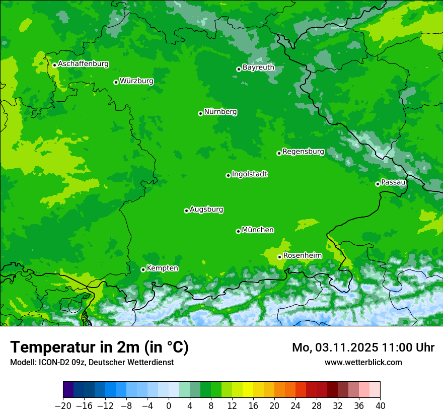 Modellkarten Temperatur