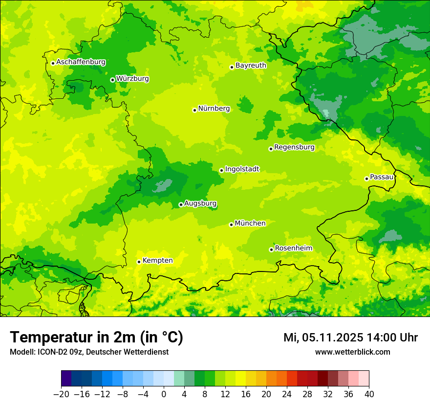 Modellkarten Temperatur