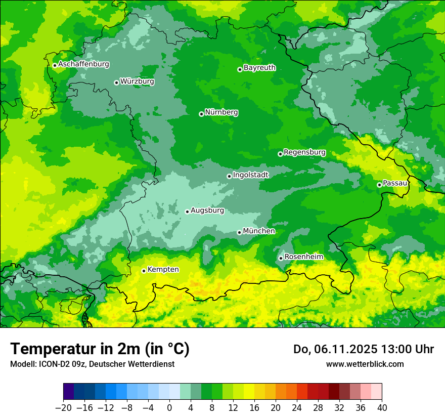 Modellkarten Temperatur