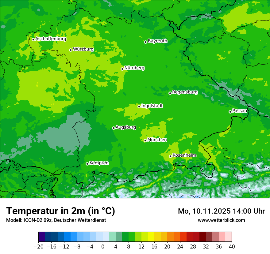 Modellkarten Temperatur