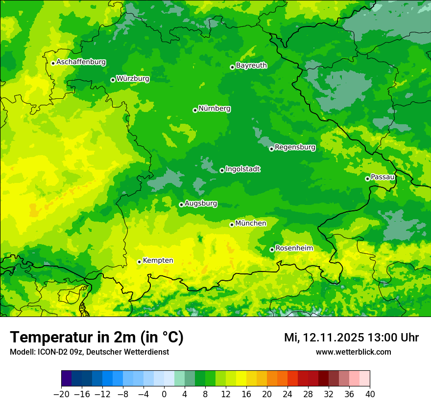 Modellkarten Temperatur