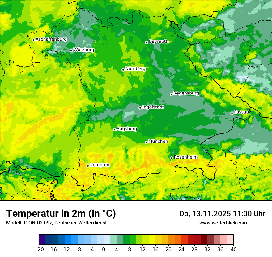 Modellkarten Temperatur