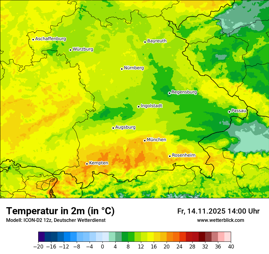 Modellkarten Temperatur