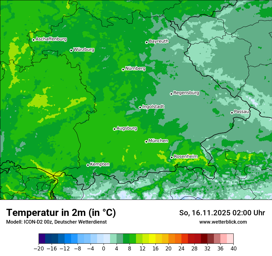 Modellkarten Temperatur