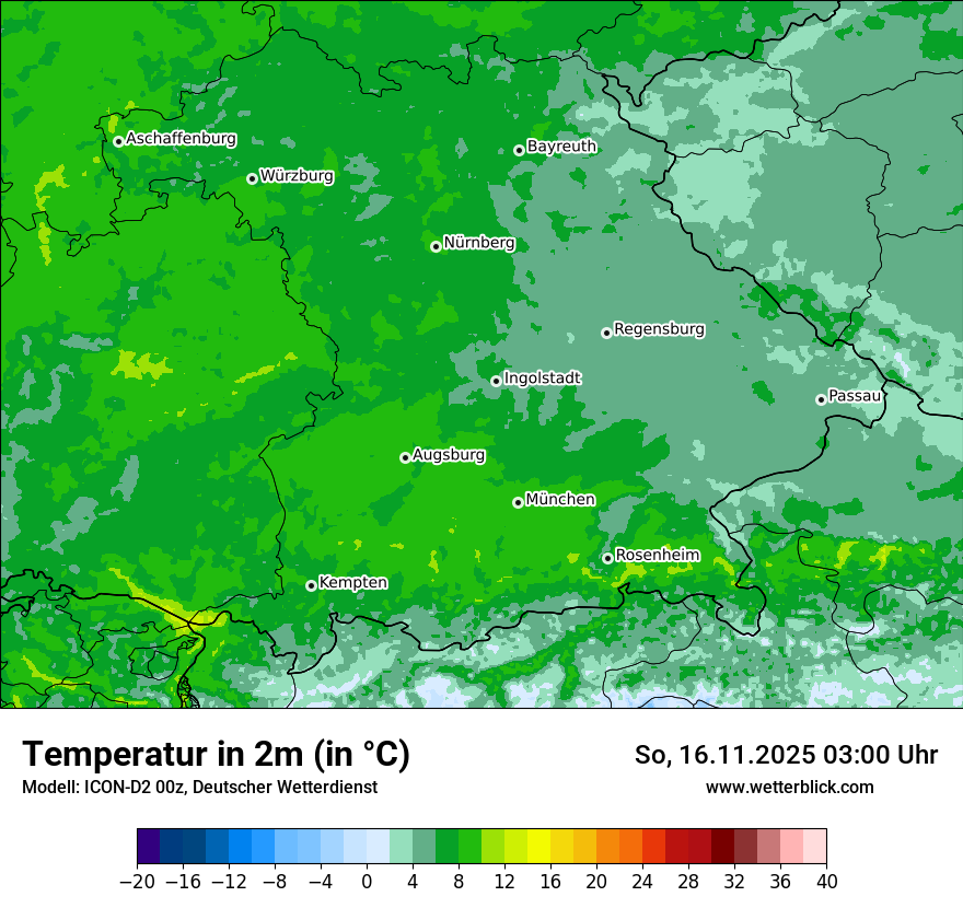 Modellkarten Temperatur