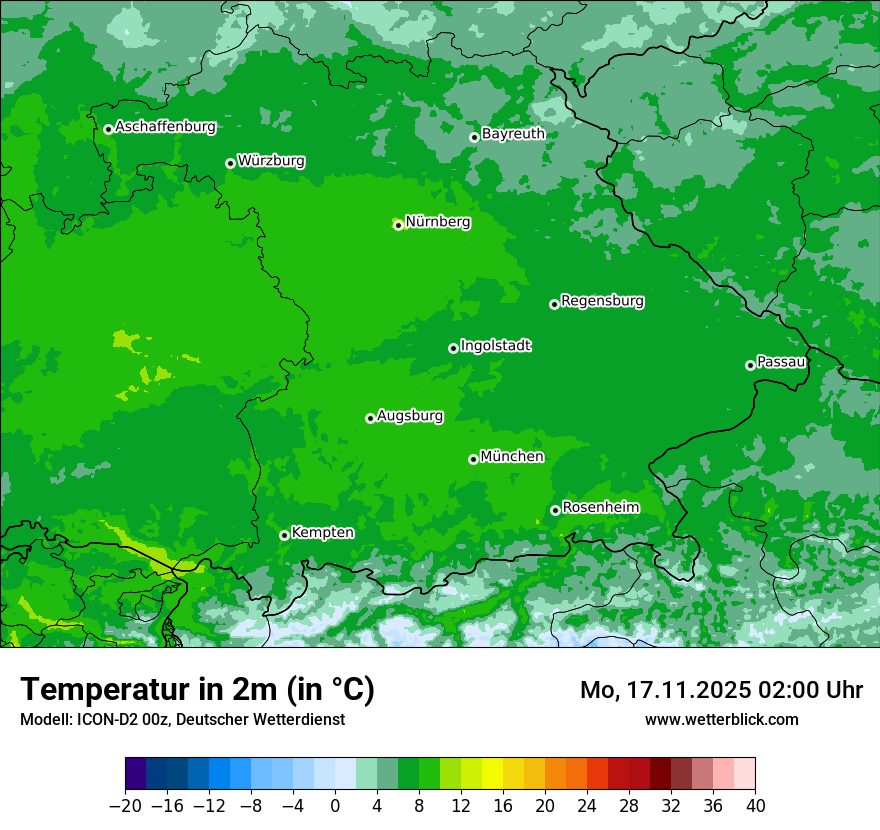 Modellkarten Temperatur