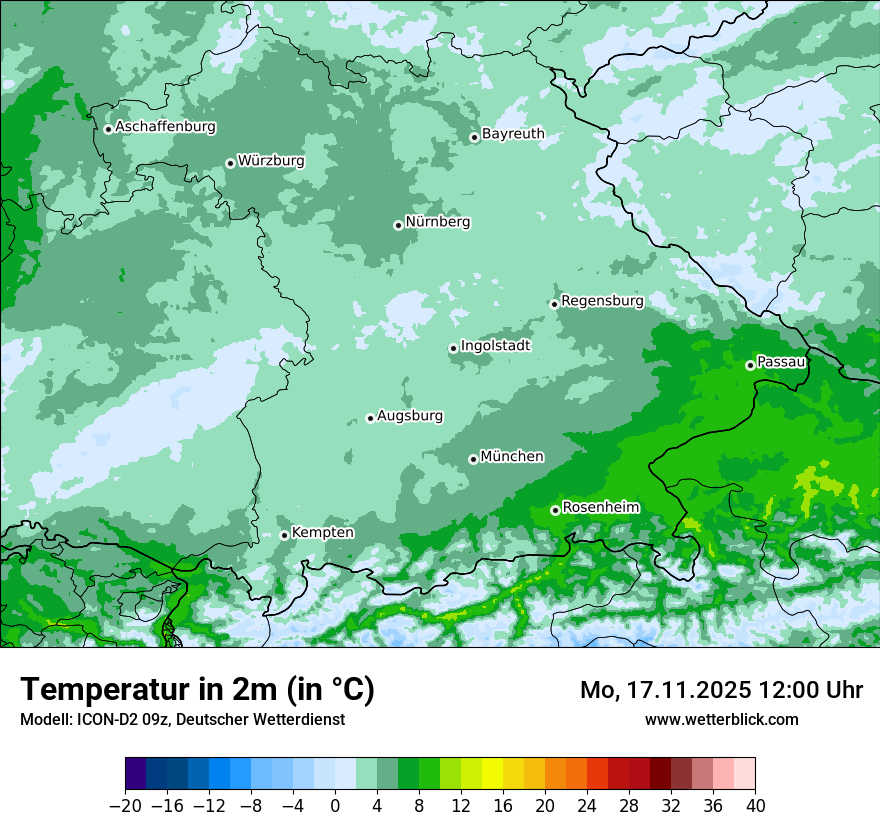 Modellkarten Temperatur