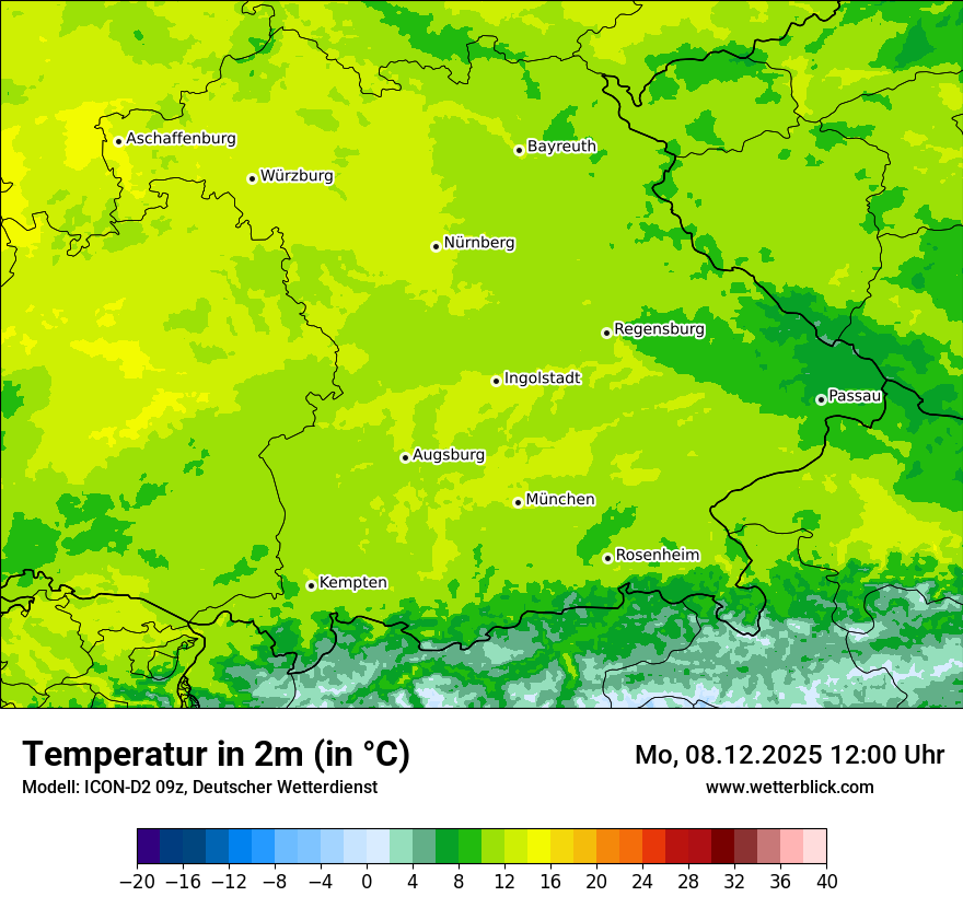 Modellkarten Temperatur