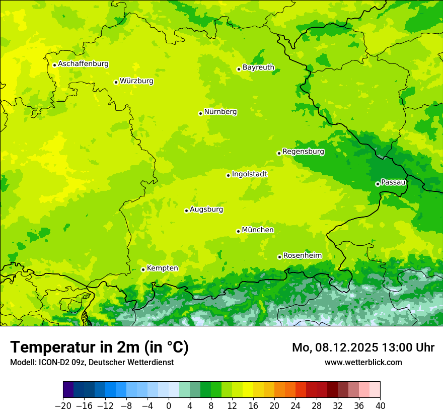 Modellkarten Temperatur