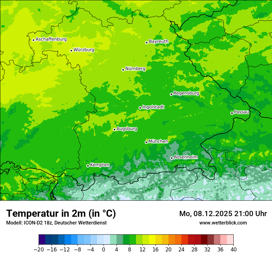 Modellkarten Temperatur