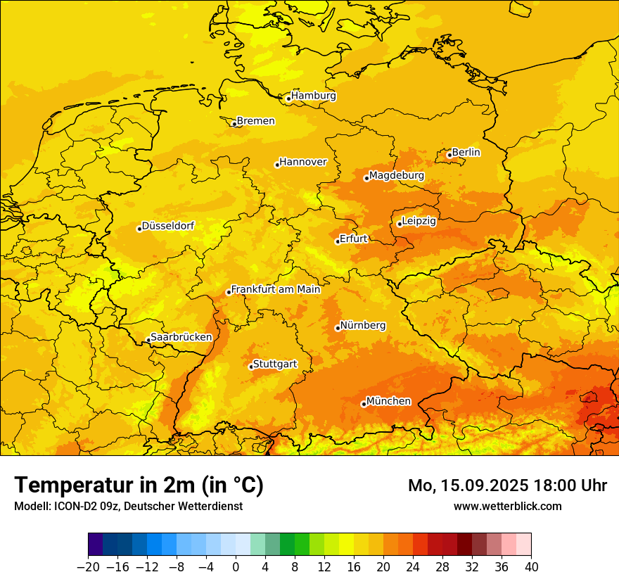 Modellkarten Temperatur in Deutschland