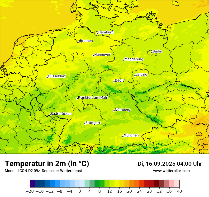 Modellkarten Temperatur in Deutschland