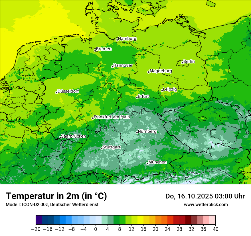 Modellkarten Temperatur in Deutschland