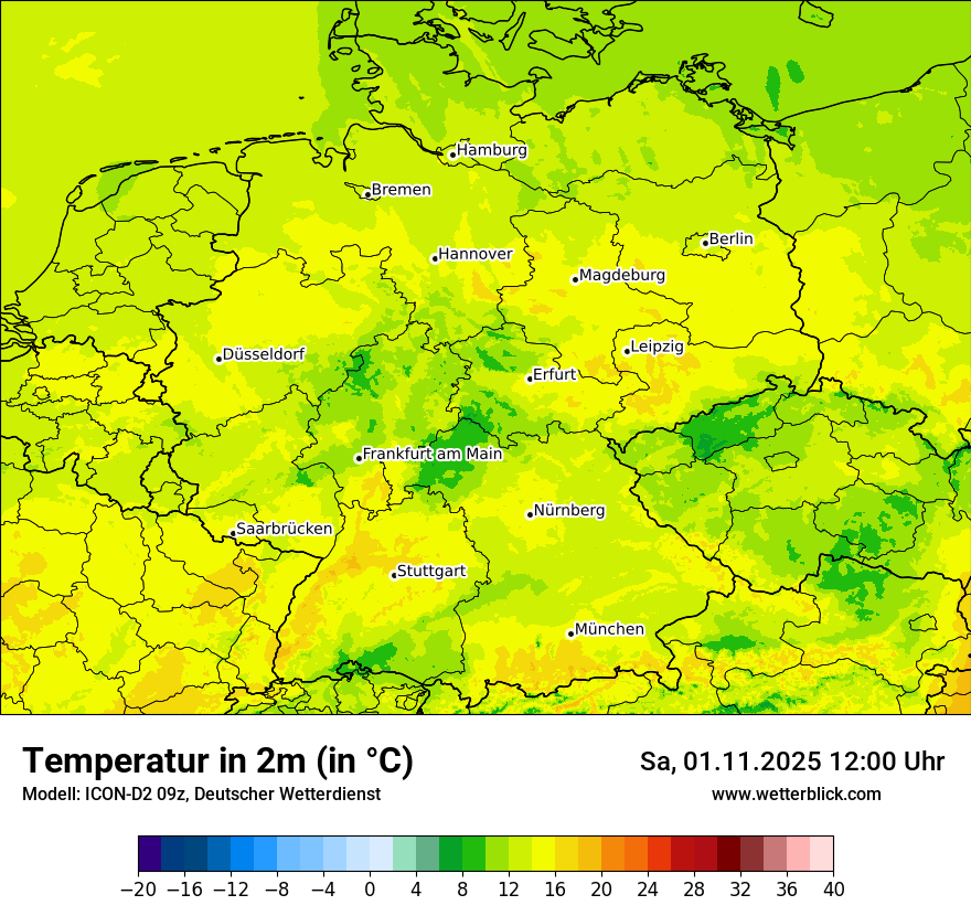 Modellkarten Temperatur in Deutschland