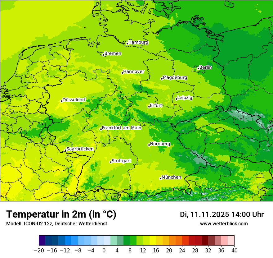 Modellkarten Temperatur in Deutschland
