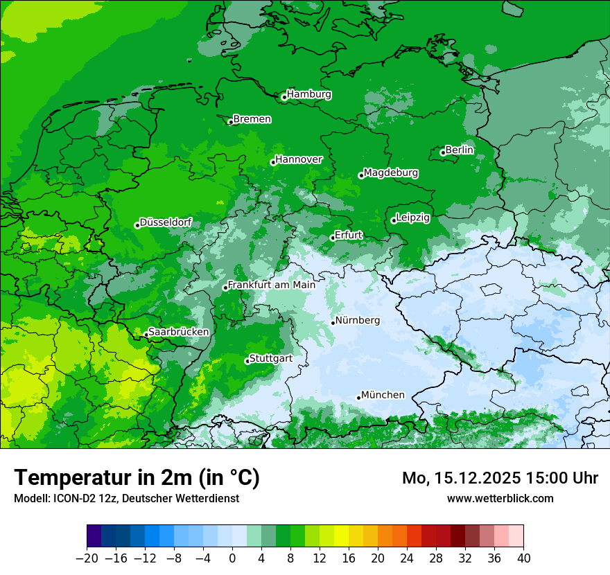 Modellkarten Temperatur in Deutschland