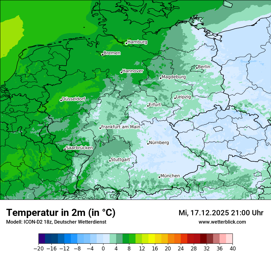 Modellkarten Temperatur in Deutschland
