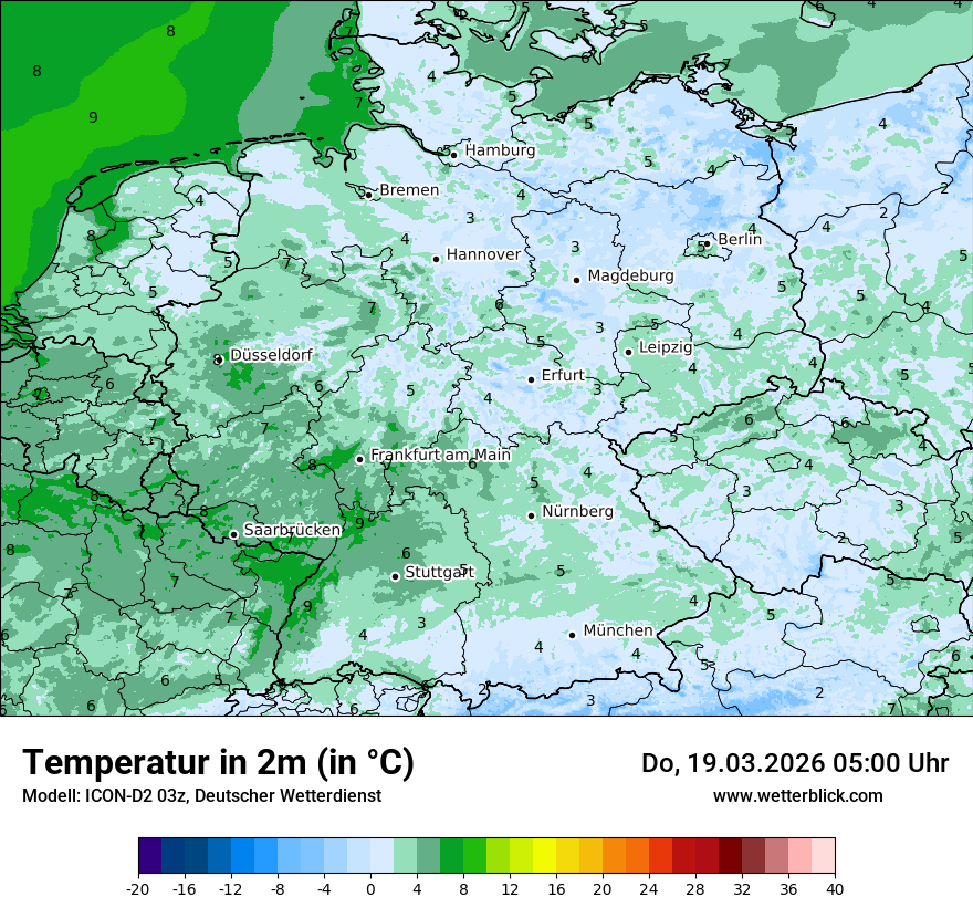 Modellkarte ICON-D2 – t2m – deutschland