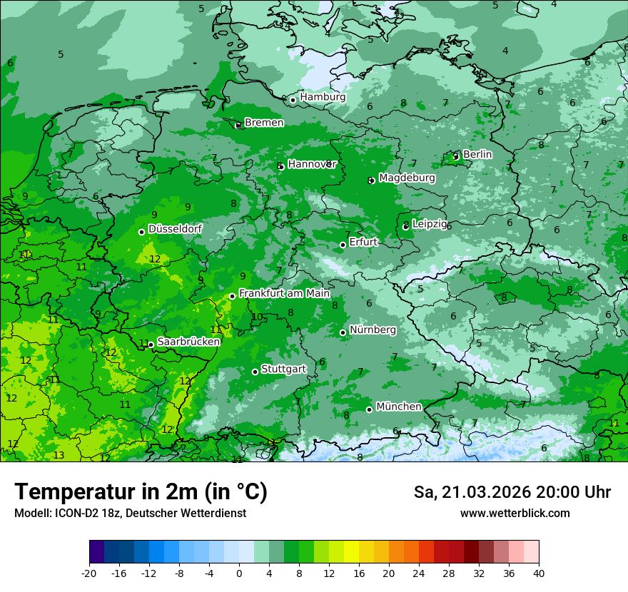 Modellkarte ICON-D2 – t2m – deutschland