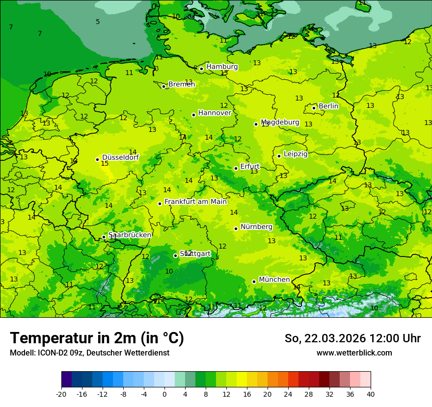 Modellkarte ICON-D2 – t2m – deutschland