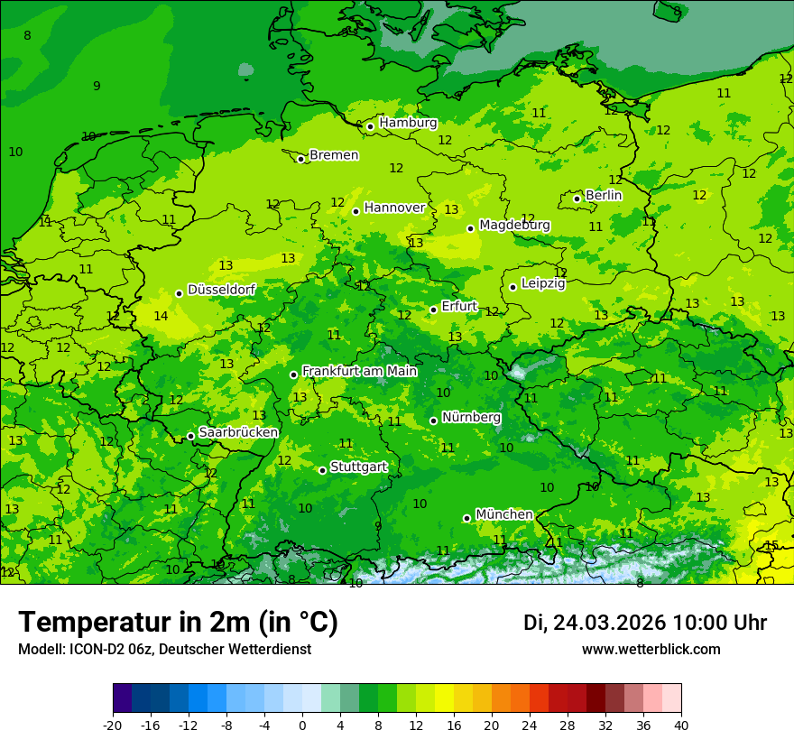 Modellkarte ICON-D2 – t2m – deutschland