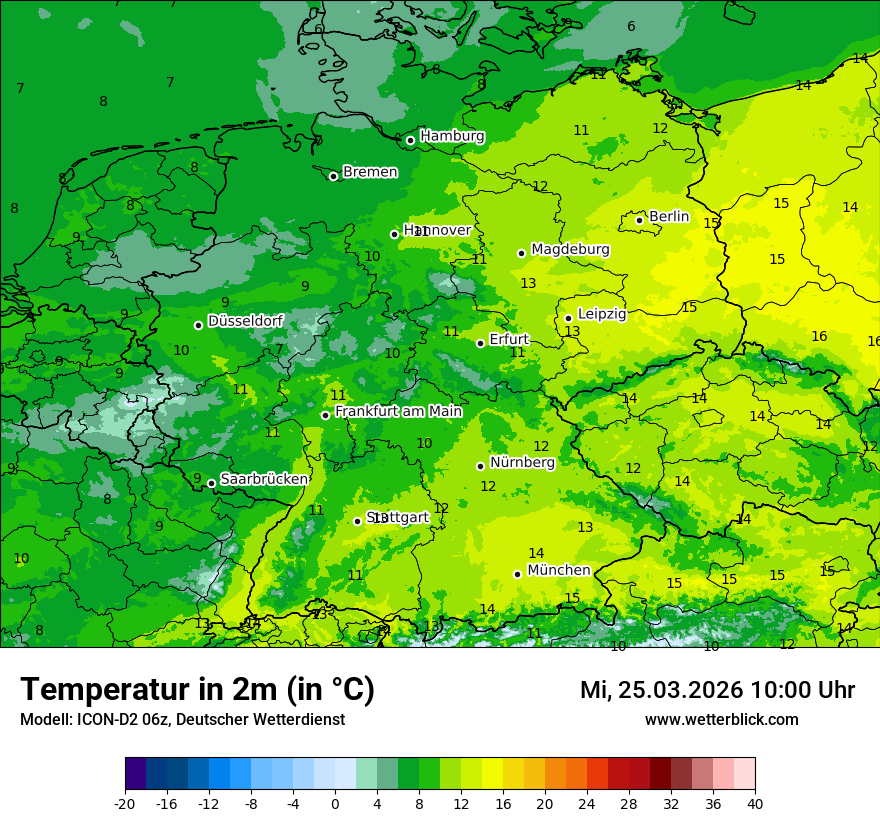 Modellkarte ICON-D2 – t2m – deutschland