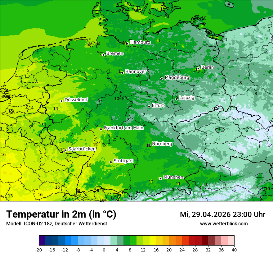 Modellkarte ICON-D2 – t2m – deutschland