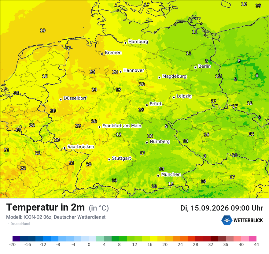 Modellkarte ICON-D2 – t2m – deutschland