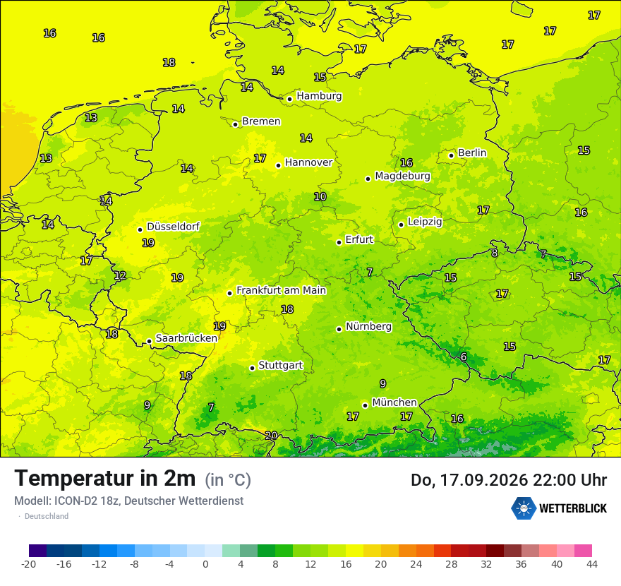 Modellkarte ICON-D2 – t2m – deutschland