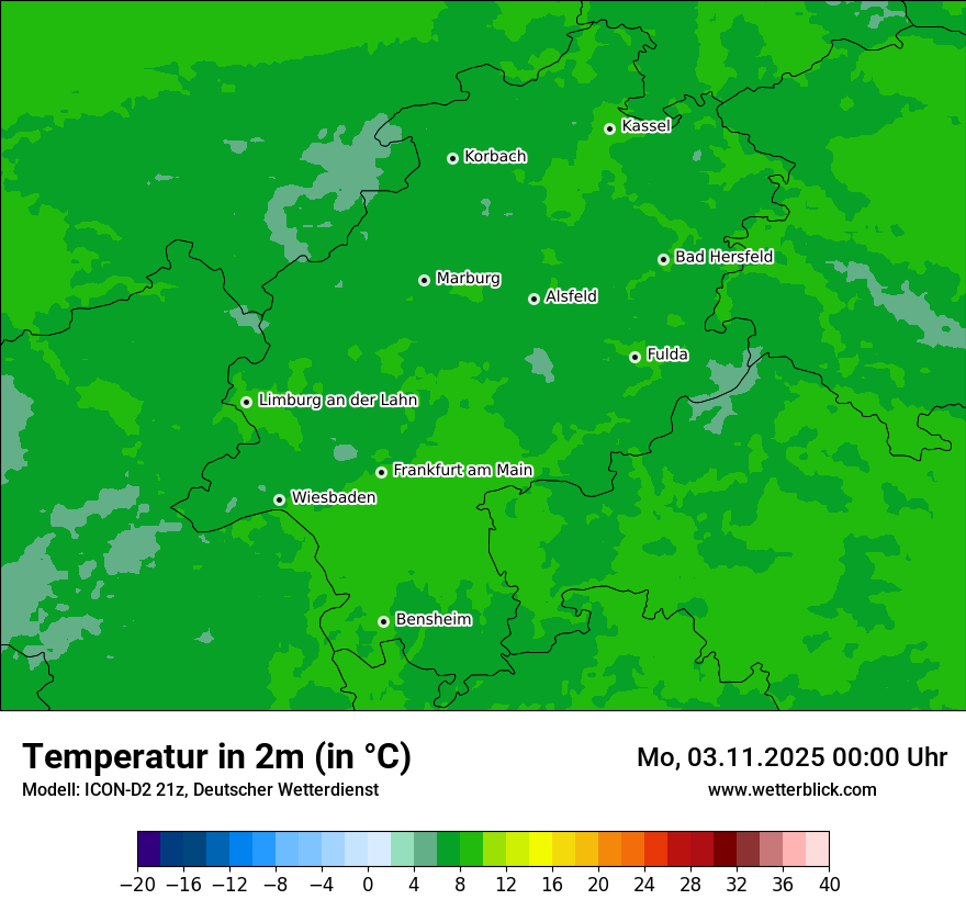 Modellkarten Temperatur