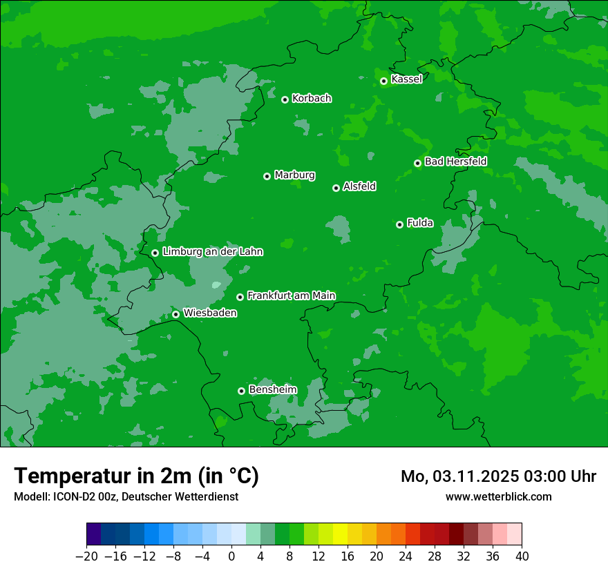 Modellkarten Temperatur