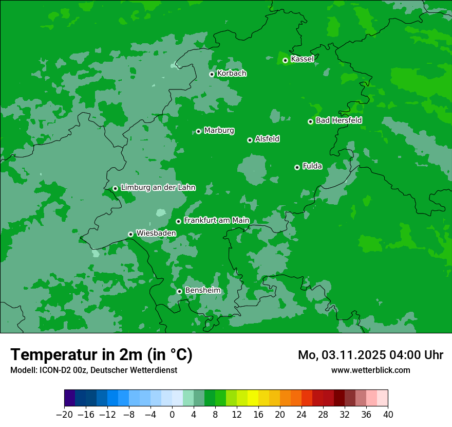Modellkarten Temperatur
