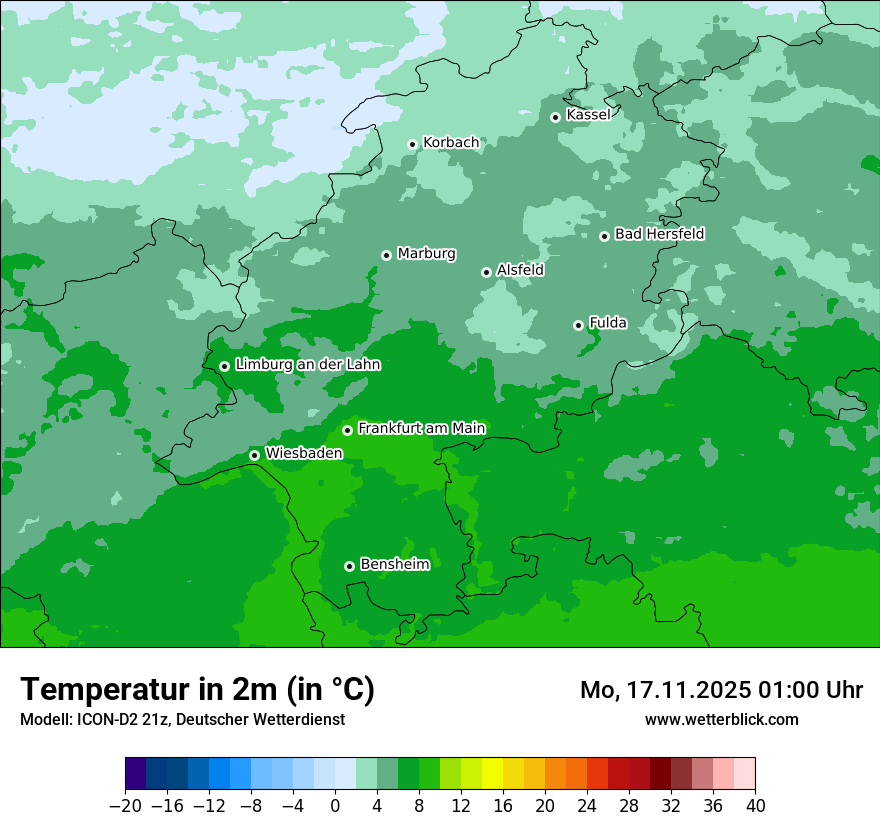 Modellkarten Temperatur