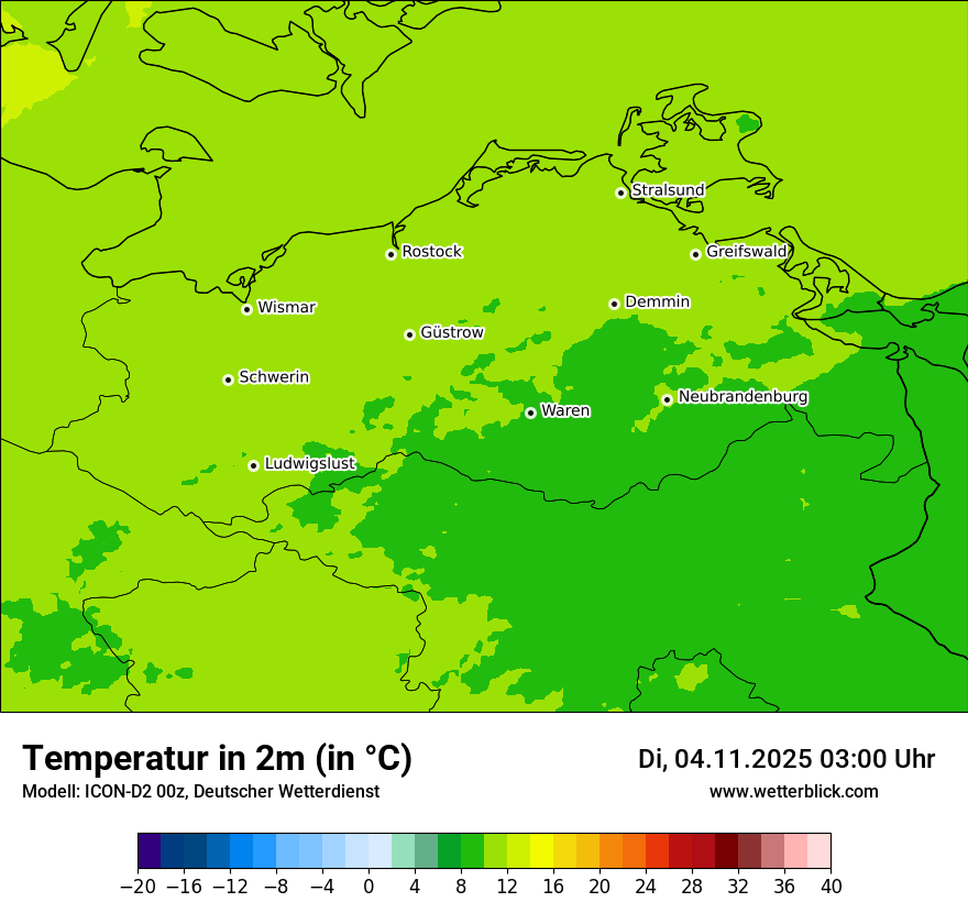 Modellkarten Temperatur