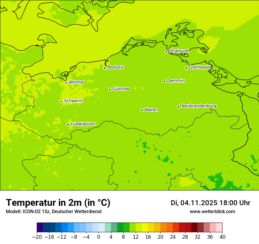 Modellkarten Temperatur